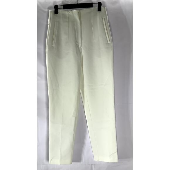 Zara Pants - ZARA Women's White Regular Fit Slim-Leg Hook-Bar Dress Pant SZ M